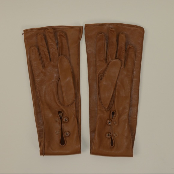 ‼️SALE‼️Prada Tan Over the Elbow Brown Cognac Leather Long Gloves - Picture 3 of 10